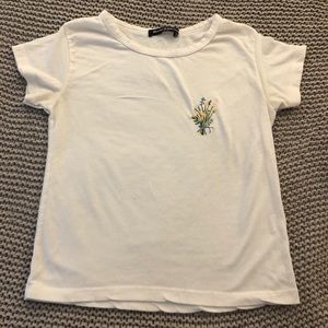 Brandy Melville white tee with flower